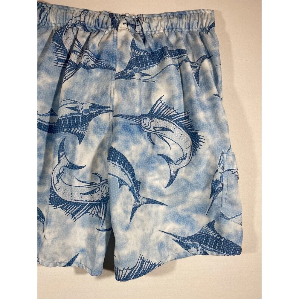 Bass Pro Shop Swim Trunks Mens Medium Marlin Coastal Fishing Beach Shorts